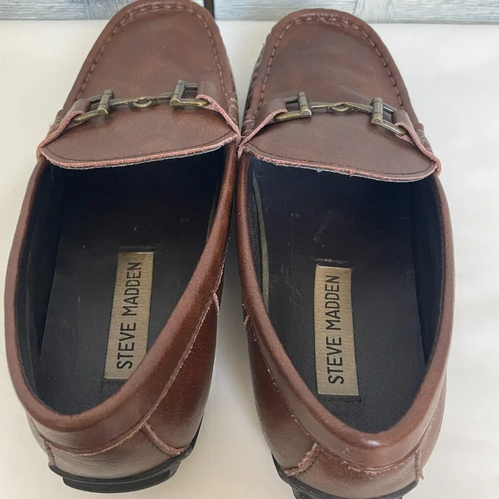 Steve Madden Kids Sz 3 Brown Leather Loafer Shoes Buckle Detail‎ Slip On